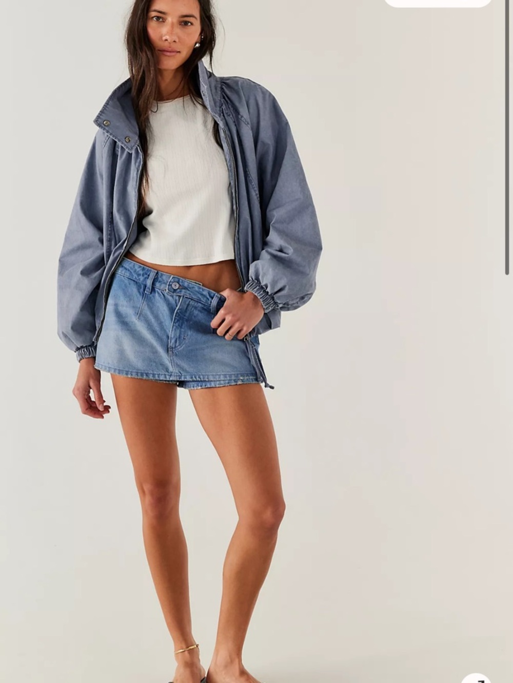 We The Free Light Blue Denim Mini Skirt